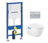 Pack WC Bâti UP100 + Cuvette Roca Ona sans bride fixations invisibles + Plaque chrome mat