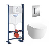 Pack WC Cuvette Sento Compacte + Rapid SL autoportant NF + plaque chrome (ProjectSentoCOMPACT-1)