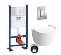 Pack WC Cuvette Sento Compacte + Rapid SL autoportant NF + plaque chrome (ProjectSentoCOMPACT-1)