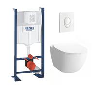 Pack WC Cuvette Sento Compacte + Rapid SL autoportant NF + plaque Skate Air blanche (ProjectSentoCOMPACT-3)