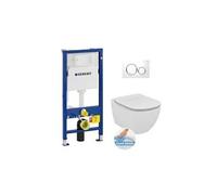 pack wc geberit duofix + cuvette ideal standard tesi aquablade + plaque de commande sigma20 blanc chromé + bâti support