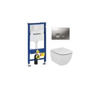 Pack WC Bati Geberit duofix UP100 + Cuvette Ideal Standard Tesi Aquablade + Plaque de commande Delta50 chrome mat