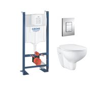 Pack WC Rapid SL autoportant + cuvette Bau Ceramic sans bride + plaque Skate Cosmo chrome (ProjectBau-1)