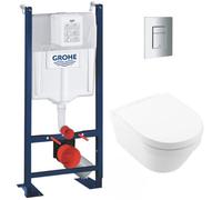 Pack WC Rapid SL autoportant + WC sans bride Architectura, fixations invisibles + Plaque chrome (ProjectArchi3-1)