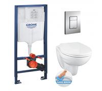 Pack WC Rapid SL + cuvette suspendue sans bride Porcher + plaque Grohe Skate Cosmopolitan chrome