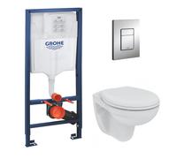 Pack WC Rapid SL + cuvette suspendue sans bride Porcher + plaque Grohe Skate Cosmopolitan chrome