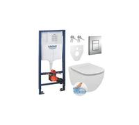 pack wc rapid sl grohe + cuvette ideal standard tesi aquablade rimless + plaque de commande grohe skate chrome (groheaqua-set)