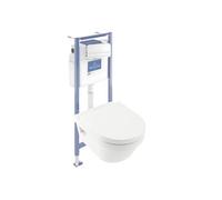 Pack WC sans bride VILLEROY ET BOCH Architectura avec abattant + bâti-support sol et mur Viconnect PRO + plaque blanche