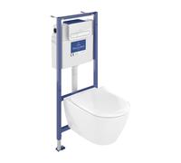 Pack WC sans bride VILLEROY ET BOCH Subway 2.0 abattant frein de chute + bâti-support sol et mur Viconnect PRO + plaque Chromé