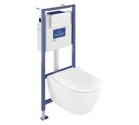 Pack WC sans bride VILLEROY ET BOCH Subway 2.0 avec abattant + bâti Viconnect PRO + plaque blanche