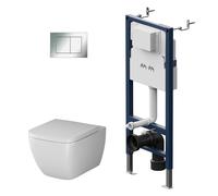 Pack WC suspendu AM.PM Gem bâti abattant plaque chrome IIS90251.GA1700