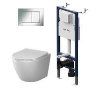 Pack WC suspendu AM.PM Like bâti abattant plaque chrome IIS90251.LA1900