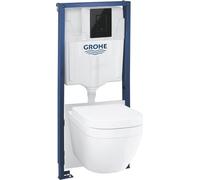 Pack WC Suspendu Bâti-Support GROHE, Cuvette Céramique, Abattant SoftClose, Plaque de Supports Muraux, Isolation Phonique