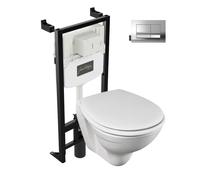 Pack WC suspendu compact JACOB DELAFON Patio + bâti support + plaque chromée
