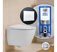 Pack WC suspendu compact Roca Ona et bâti-support neeos,, A346688S00+16601WH#SET,