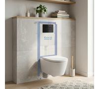 Pack WC suspendu complet avec bâti-support Roca, cuvette compacte sans bride et abattant soft-close