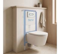 Pack WC suspendu complet avec bâti-support Roca, cuvette compacte sans bride et abattant soft-close