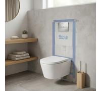 Pack WC suspendu complet avec bâti-support Roca, cuvette compacte sans bride et abattant soft-close