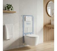 Pack WC suspendu complet avec bâti-support Roca, cuvette sans bride et abattant soft-Close