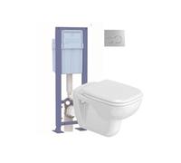Pack WC suspendu D-Code + abattant + bâti-support autoportant + plaque chromée