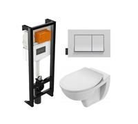 Pack WC suspendu - JACOB DELAFON - Patio - Sans bride - Abattant frein de chute - Plaque chromée