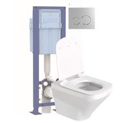 Pack WC suspendu sans bride DURAVIT DuraStyle + abattant + bâti-support autoportant + plaque chromée