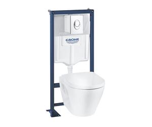 Pack WC suspendu sans bride GROHE + Abattant frein de chute + Bâti-support autoportant + Plaque chromée