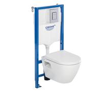 Pack WC suspendu sans bride GROHE Solido + bâti support + plaque cosmopolitan chromé