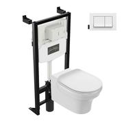 Pack WC suspendu sans bride JACOB DELAFON Cléo 1889 + abattant frein de chute déclipsable + bâti support mur + plaque blanche