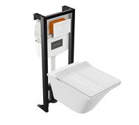 Pack WC suspendu sans bride JACOB DELAFON Grands Boulevards + abattant + bâti-support autoportant + plaque blanche