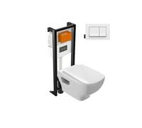 Pack WC suspendu sans bride Struktura avec abattant + bâti support + plaque