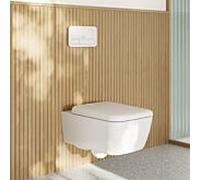 Pack WC suspendu Villeroy & Boch Skyla 4682CLR1 sans bride, wc avec abattant, TwistFlush, Blanc Alpin CeramicPlus