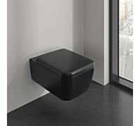 Villeroy & Boch WC suspendu Skyla 4682CLR7 sans bride noir mat, abattant à descente lente, TwistFlush