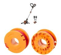 Pack WORX Coupe-Bordures 2 en 1 sans Fil 20V WG163E.1 + 6 bobines de Rechange, diamètre de 30 cm, se transforme en Dresse-Bordures, tête Amovible 90°, livré avec Batterie 2Ah et Chargeur