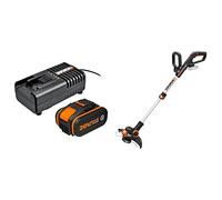 PACK WORX Coupe-Bordures 2 en 1 sans Fil 20V WG163E.9 + Kit batterie 4ah, chargeur rapide, diamètre de 30 cm, se transforme en dresse-bordures, poignée Amovible, capot de protection, tête amovible 90°