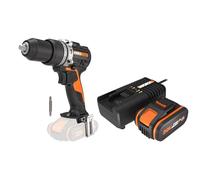 PACK WORX NITRO Perceuse à Percussion sans Fil Brushless 20V WX352.9 + Kit Batterie 4Ah / Chargeur rapide, Couple 60Nm, Mandrin 13mm, Multimatériaux, 2 Vitesses Variables, Lumière LED, Accessoires