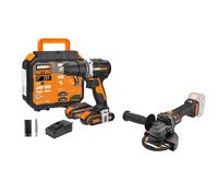 PACK WORX PRO+ Perceuse-Visseuse 20V + Meuleuse d'Angle 20V + 2 Batteries 2Ah + Chargeur (Idéal Pour Tous les Projets de Bricolage et de Rénovation)