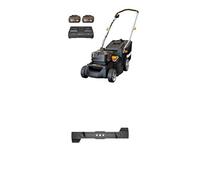 Pack WORX Tondeuse à Gazon sans Fil 40V WG737E + 3 Lames de Rechange, Surface Max 500 m², Lame de 37cm, Sac de 40L, Coupe jusqu'aux Bordures, livrée avec 2 Batteries 4Ah et Chargeur Double Rapide