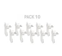 Pack x10 fiche Schuko mâle plate slim 16A 4,8 mm en plastique blanc