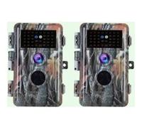 Pack x2 Caméras de Chasse Nocturne Vision 64MP HD 1296P,Détection de Mouvement PIR de 70° Étanche IP66 et Fonction Time Lapse |A252 Camouflage Sombre