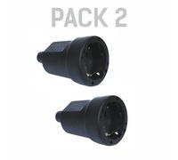 Pack x2 Fiche femelle schuko Silver Electronics 16A 4.8mm TT side IP20 Rubber Black