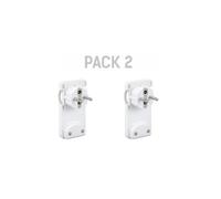 Pack x2 fiche Schuko mâle plate slim 16A 4,8 mm en plastique blanc