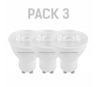 Pack x3 LEDECO Silver Electronics Dichroic 8W GU10 6000K 740lm Cool White Light Bulb