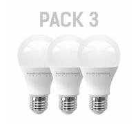 Pack x3 LEDECO Silver Electronics Standard 11W E27 3000K Warm White Light Bulb