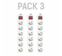 Pack x3 Prises multiples avec interrupteur lumineux Silver Electronics 6 prises, 1,5m White