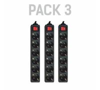 Pack x3 Prises multiples interrupteur lumineux Silver Electronics 6 prises, 1,5m câble