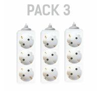 Pack x3 Prises multiples sans interrupteur lumineux Silver Electronics 3 prises 1,5m White