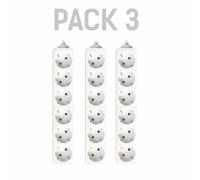 Pack x3 Prises multiples sans interrupteur lumineux Silver Electronics 6 prises, 1,5m Blanc