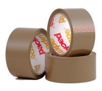 Packatape. Lot de 3 rouleaux de ruban adhésif Marron 66 m de long et 48 mm de large. Idéal comme ruban adhésif, ruban de paquet, matériel d’emballage. 3 rouleaux.