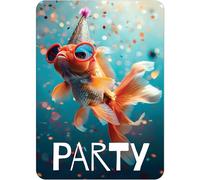 PACKLIST® 12 Cartes d'Invitation Anniversaire Enfants, Motif Poisson Rouge. Set de Cartons d'Anniversaire à Remplir de Haute Qualité 300g, idéal pour Fêtes des Filles et Garçons - Célébrez en beauté !